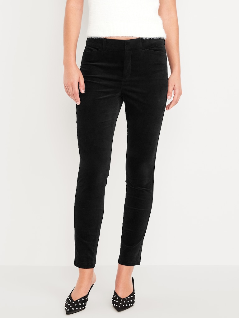 High-Waisted Velvet Pixie Skinny Ankle Pants