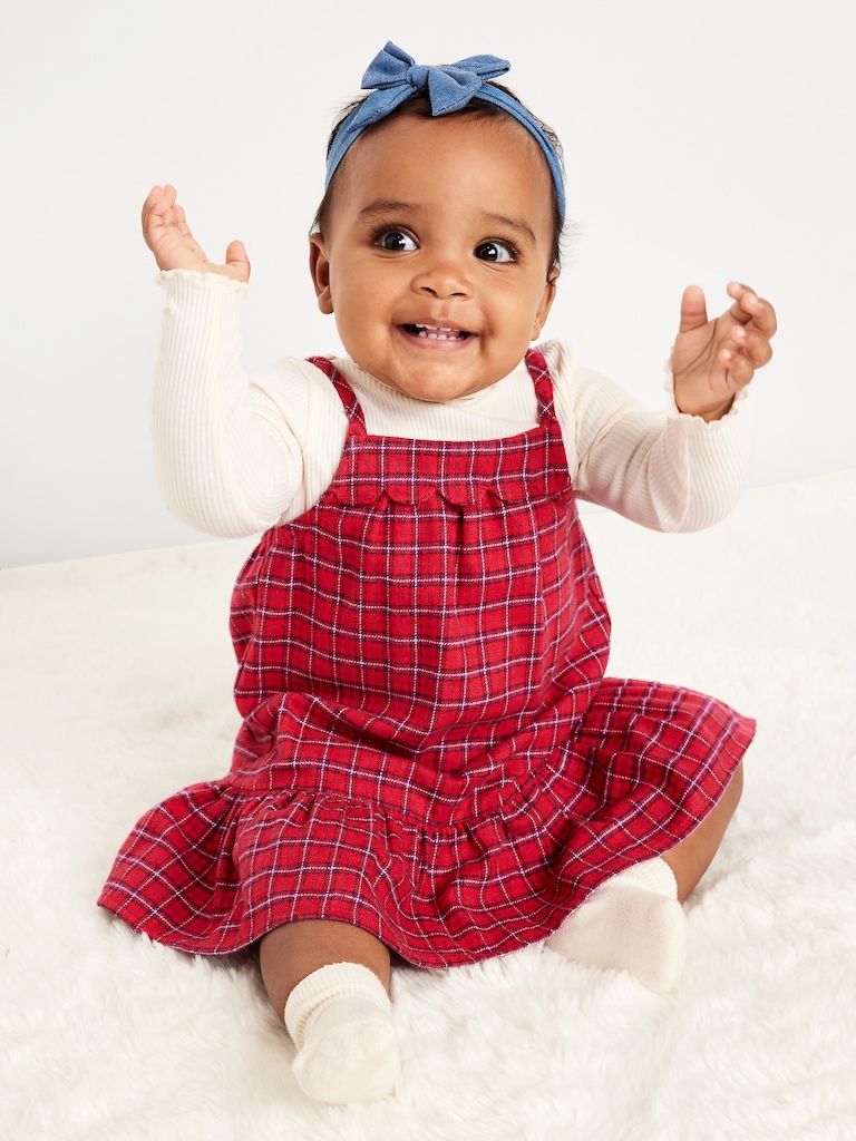 Mock-Neck Top and Plaid Dress Set for Baby