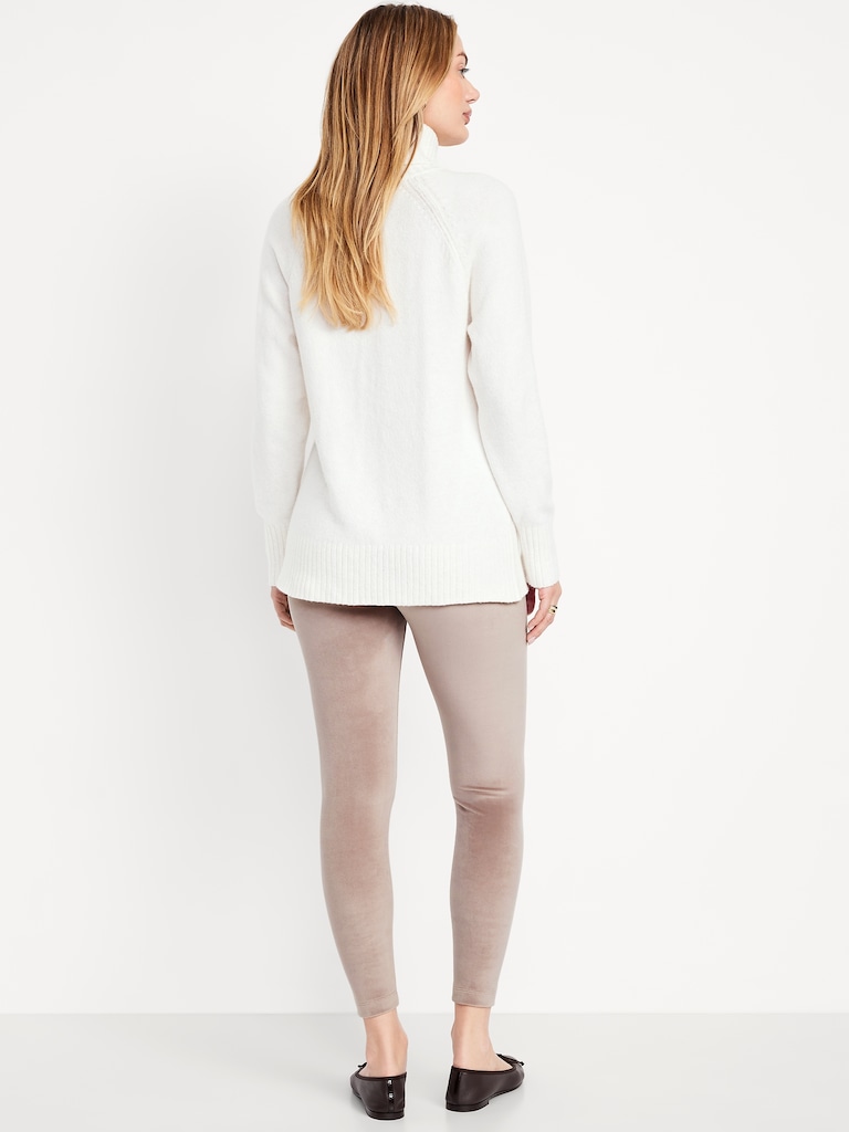 High-Waisted Velour Fashion Ankle Leggings