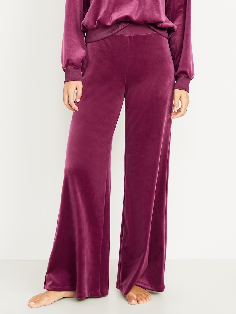High-Waisted Velour Flare Lounge Pants