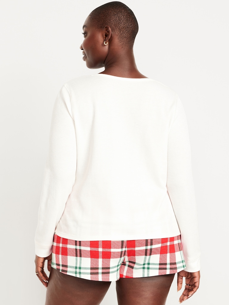 Scoop-Neck Waffle Pajama Top