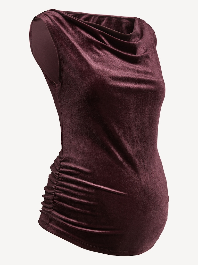Maternity Velvet Asymmetrical Shoulder Top