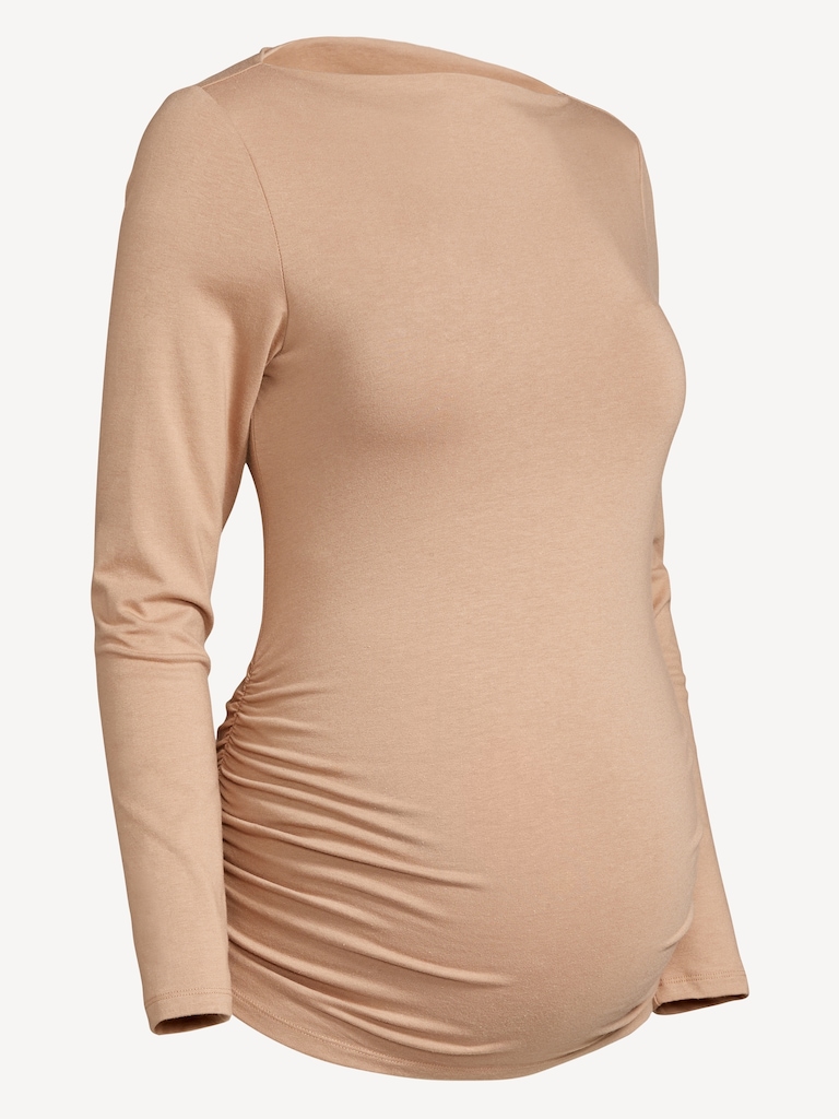 Maternity Long-Sleeve Slit-Neck T-Shirt