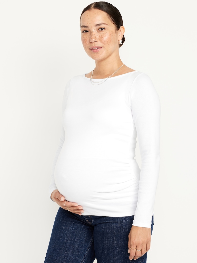 Maternity Long-Sleeve Boatneck T-Shirt