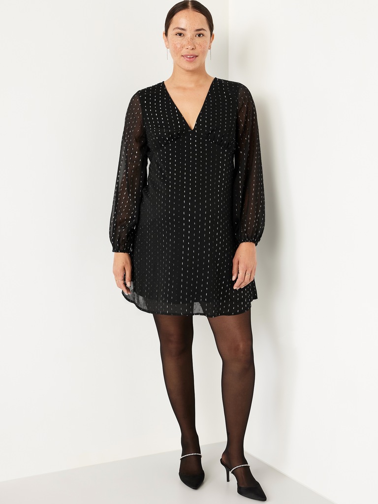 Maternity Textured Long-Sleeve Mini Dress