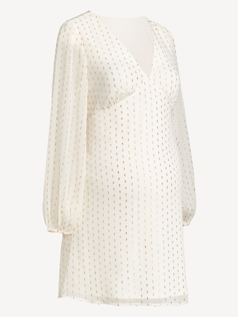 Maternity Textured Long-Sleeve Mini Dress