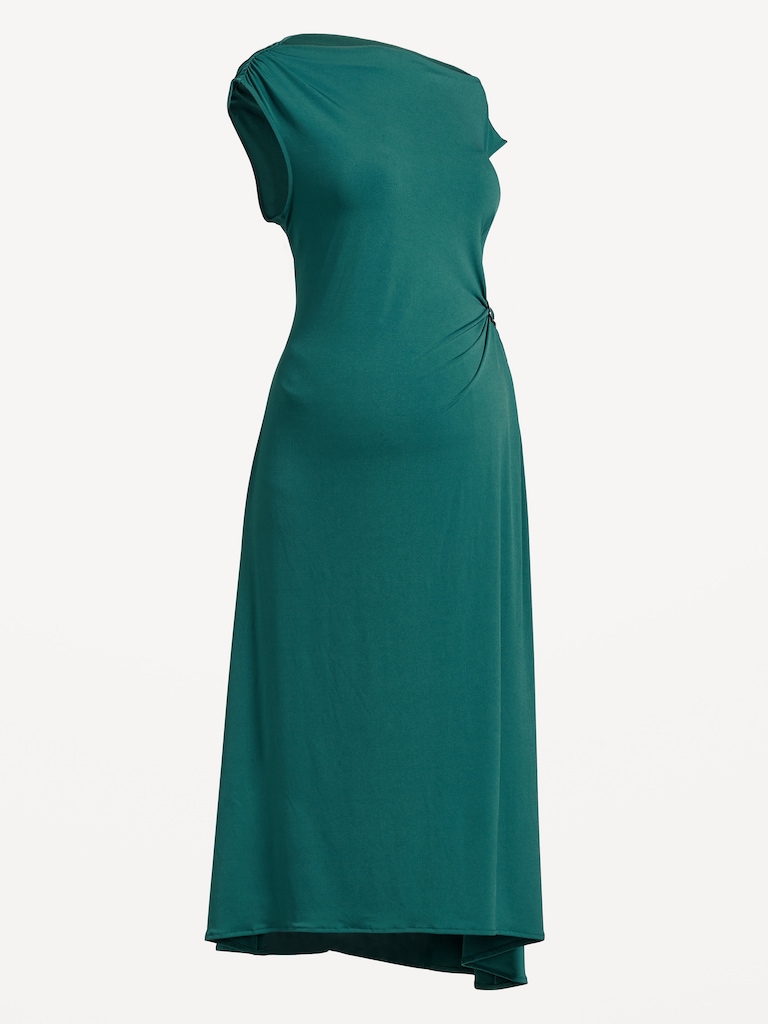 Maternity Asymmetrical Twist Drape Dress