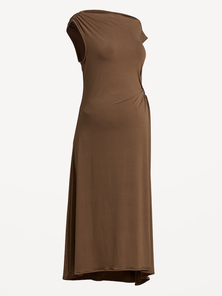 Maternity Asymmetrical Twist Drape Dress