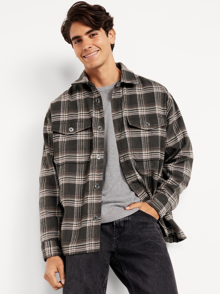 Oversized Heavyweight Plaid Flannel Shirt