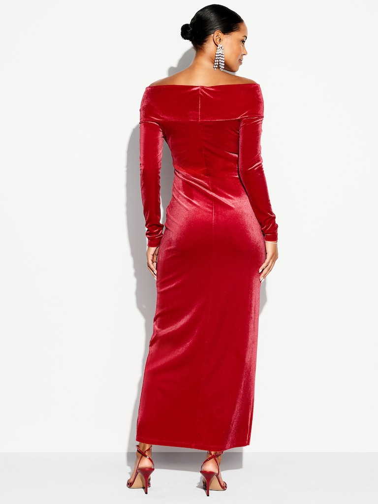 The Occasion by Old Navy Velvet Off-Shoulder Maxi Dress