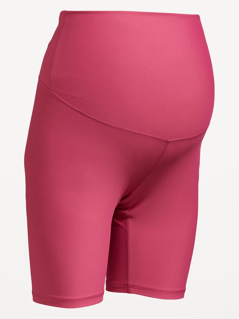 Maternity Full Panel PowerSoft Biker Shorts -- 8-inch inseam