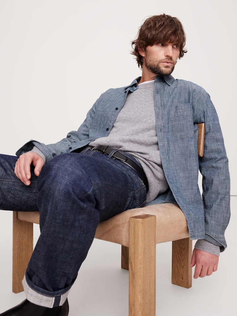 Standard-Fit Chambray Shirt