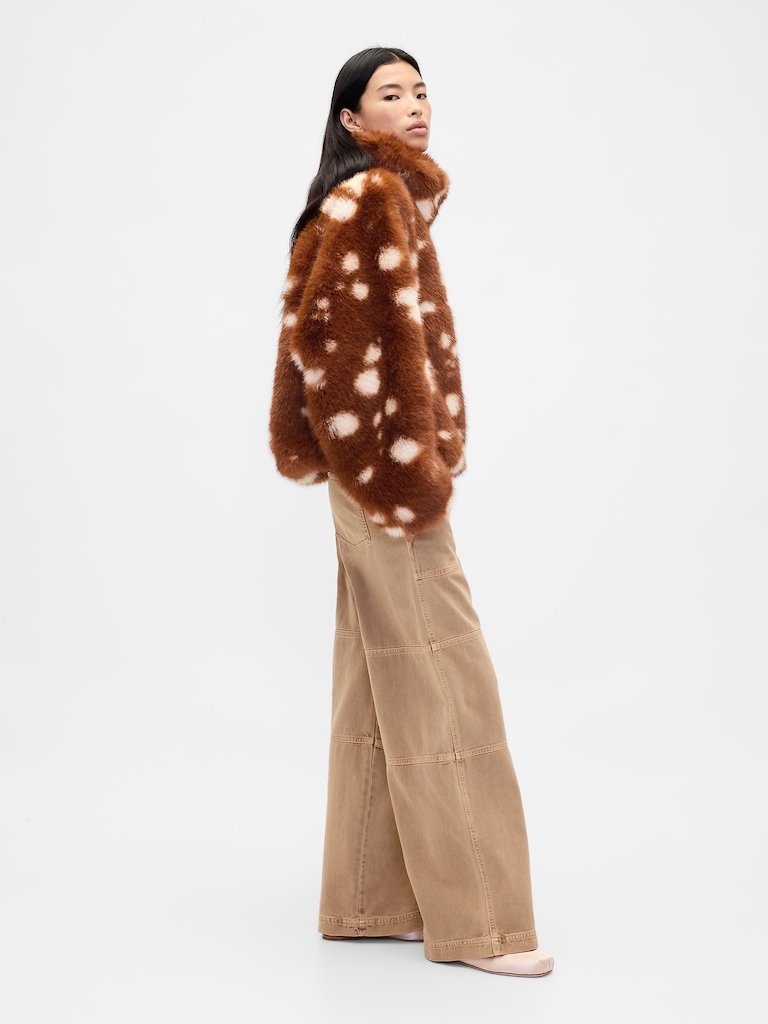 Gap × Sandy Liang Spotted Vegan Fur Half-Zip Pullover