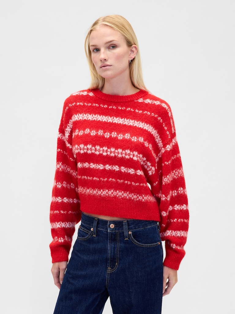 Fuzzy Oversized Crewneck Sweater