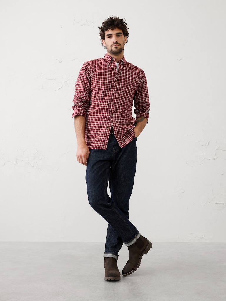 Slim-Fit Lightweight Flannel Shirt
