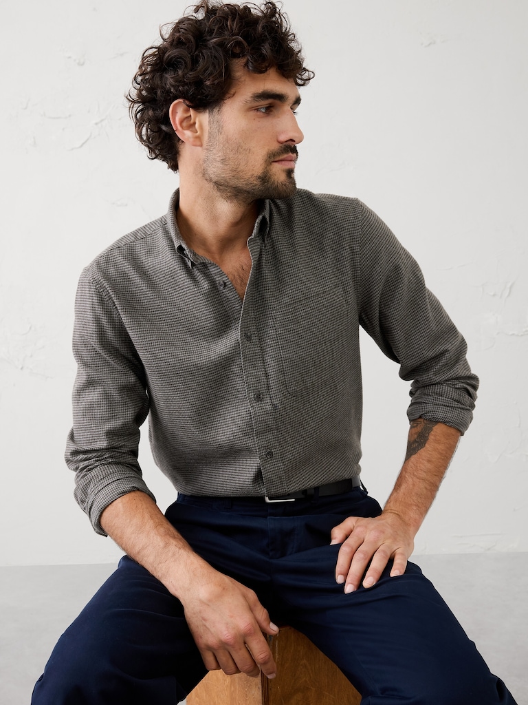 Slim-Fit Lightweight Flannel Shirt