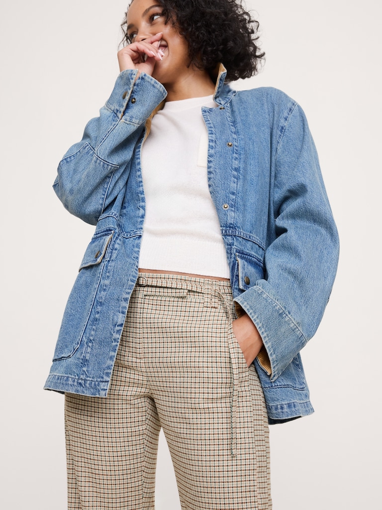 Mid-Rise Straight Italian Flannel Belted Pant