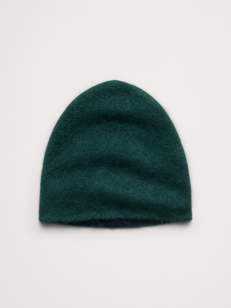 Reversible Brushed Wool-Cashmere Beanie