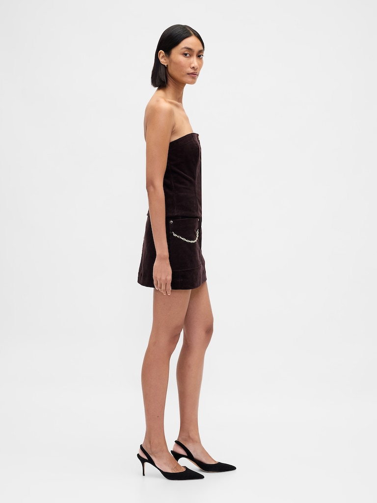 Corduroy Chain Pocket Mini Skort