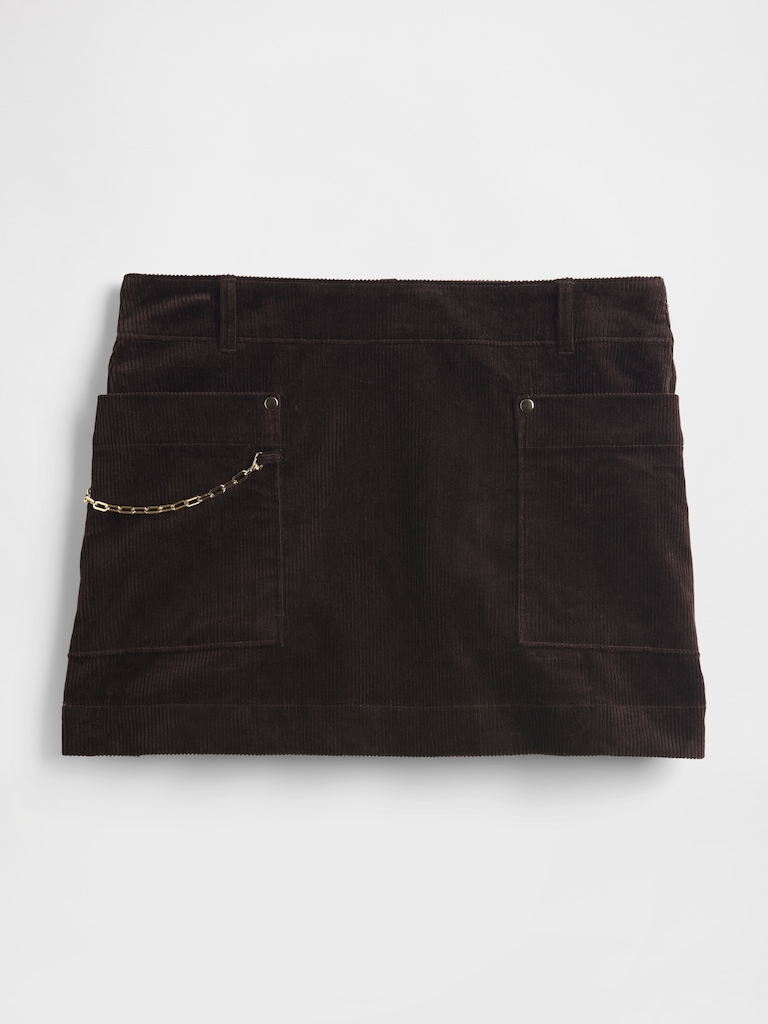 Corduroy Chain Pocket Mini Skort
