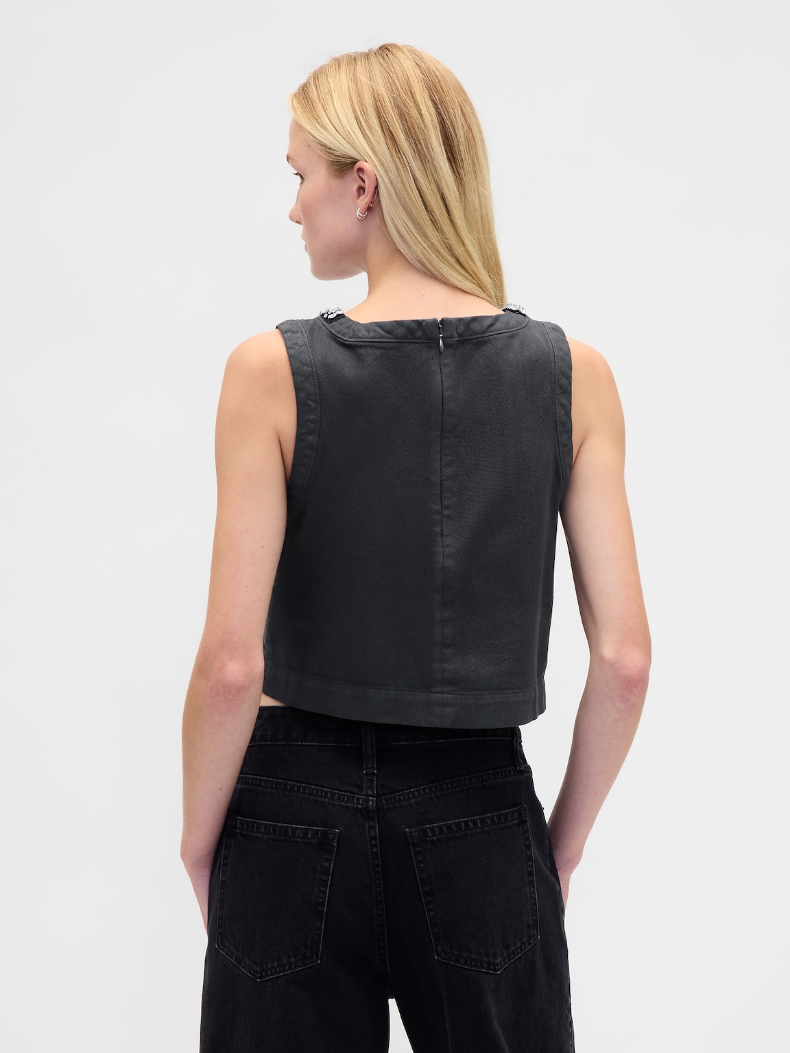 Jewel-Neck Shell Tank Top