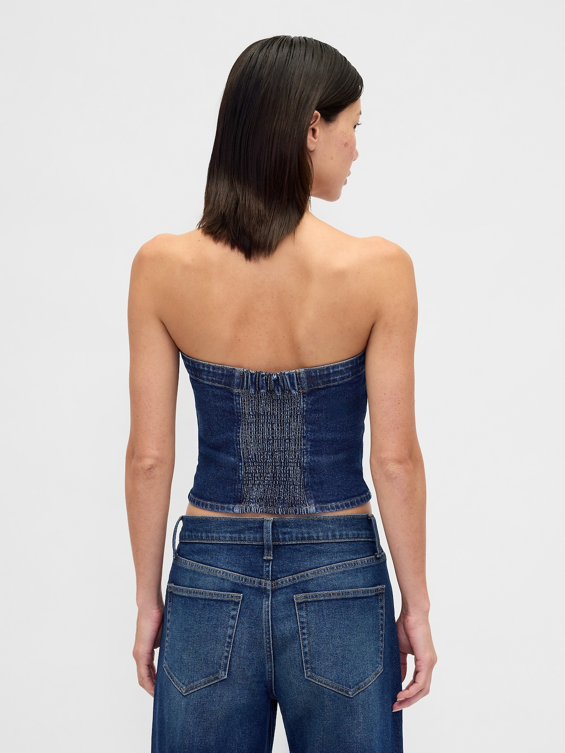 Denim Strapless Crop Vest
