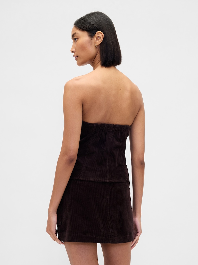 Corduroy Strapless Crop Vest