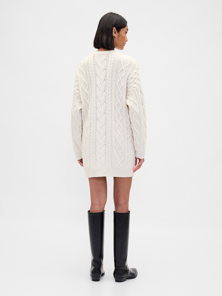 Cable-Knit Mini Sweater Dress