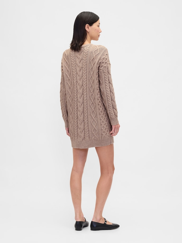 Cable-Knit Mini Sweater Dress