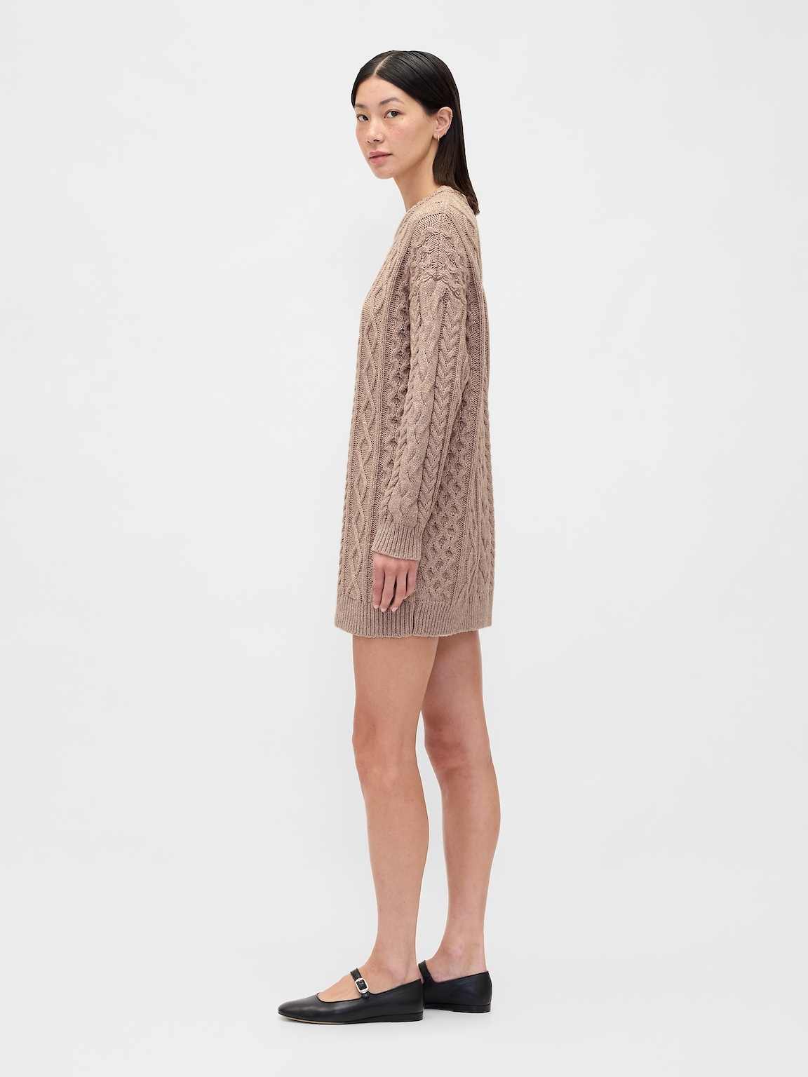 Cable-Knit Mini Sweater Dress