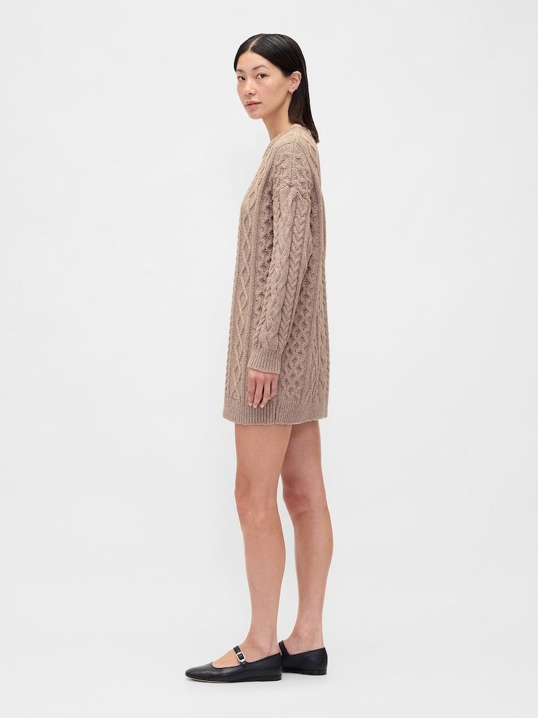 Cable-Knit Mini Sweater Dress