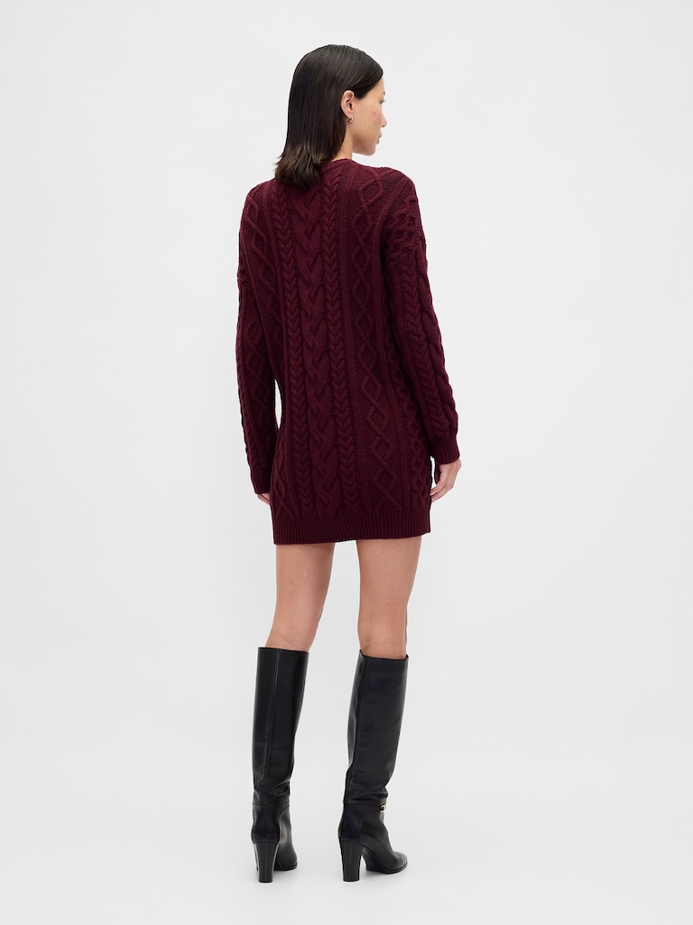 Cable-Knit Mini Sweater Dress