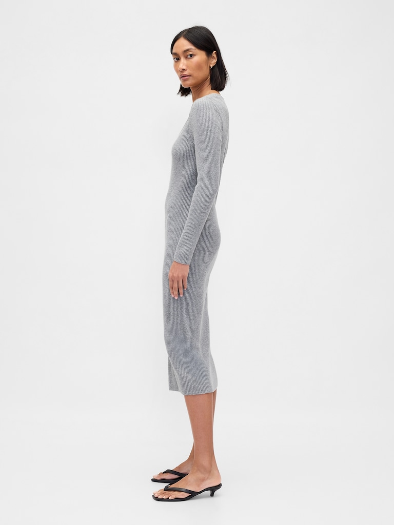 CashSoft Rib Midi Sweater Dress