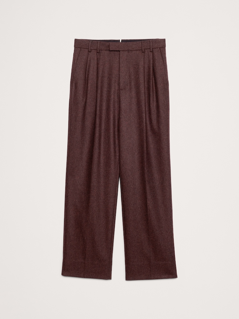Straight Flannel Pleated Dress Pant