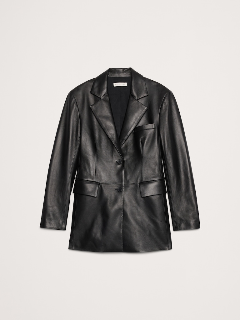 Fitted Leather Blazer