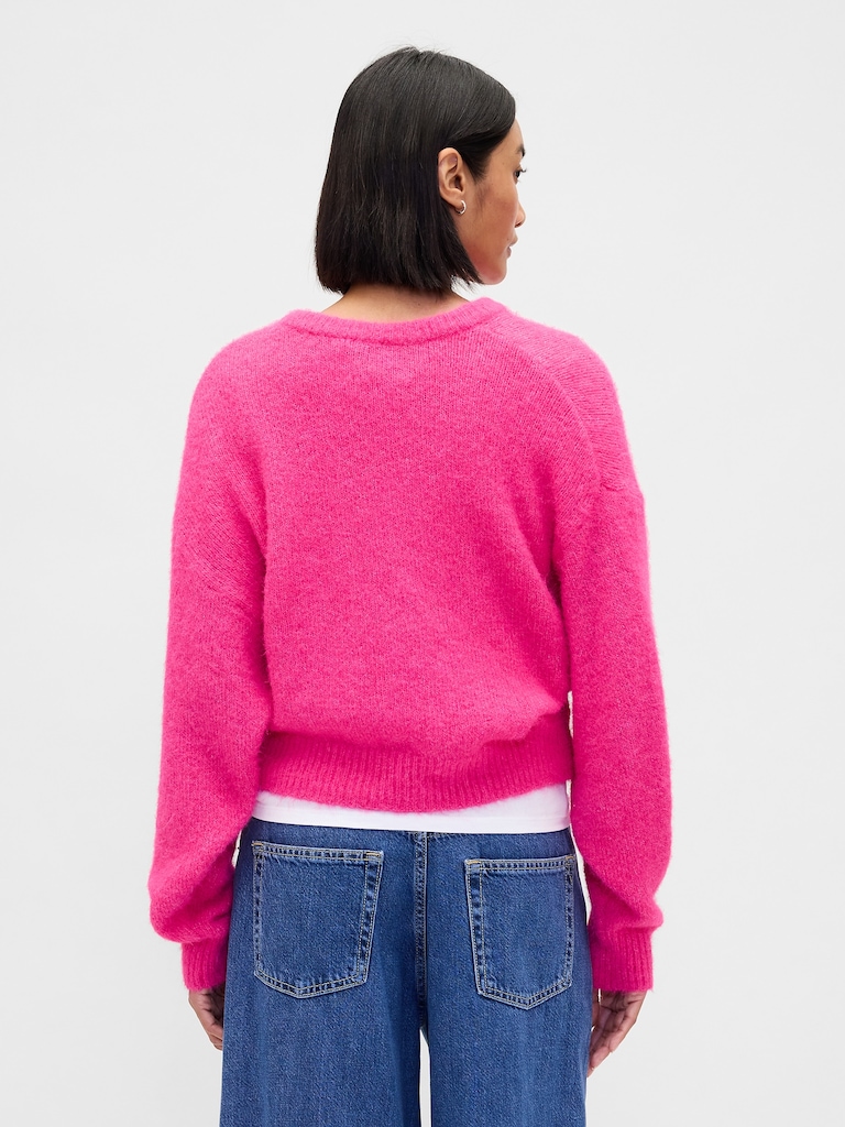 Fuzzy Oversized Crewneck Sweater