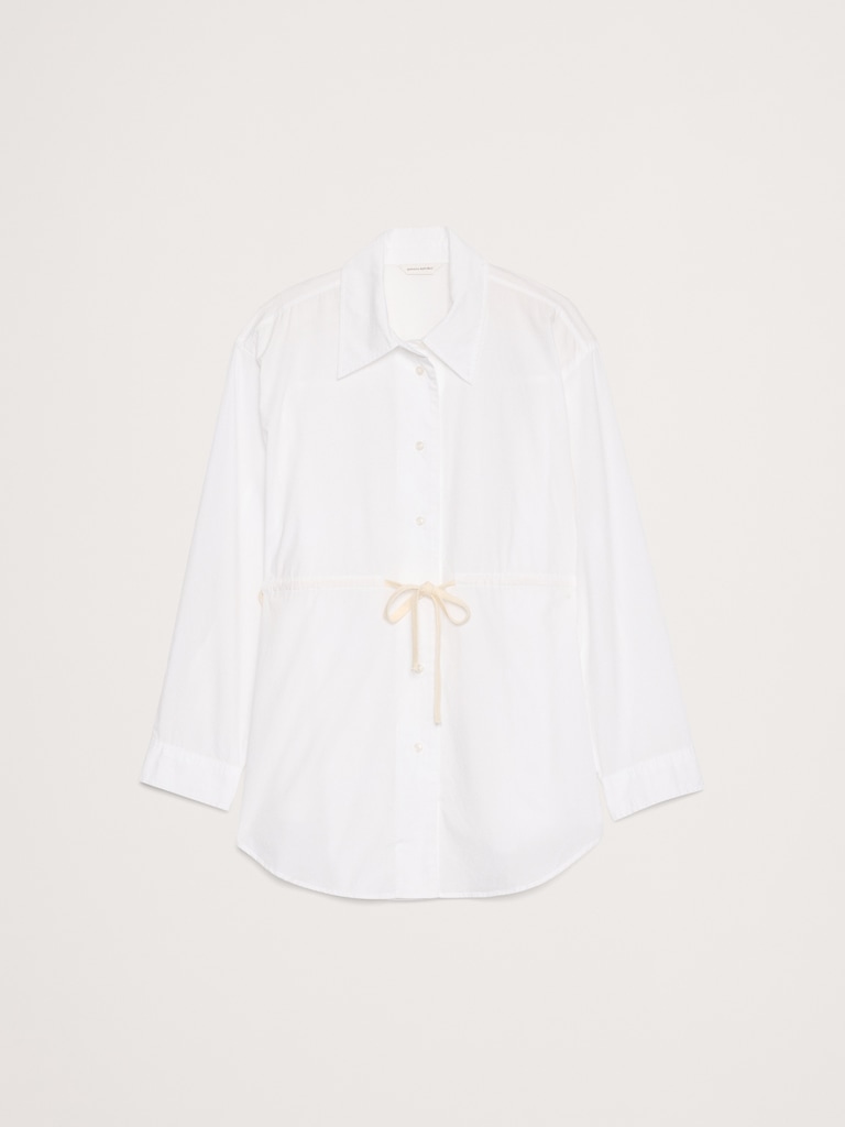 Cotton Poplin Drawstring-Waist Tunic