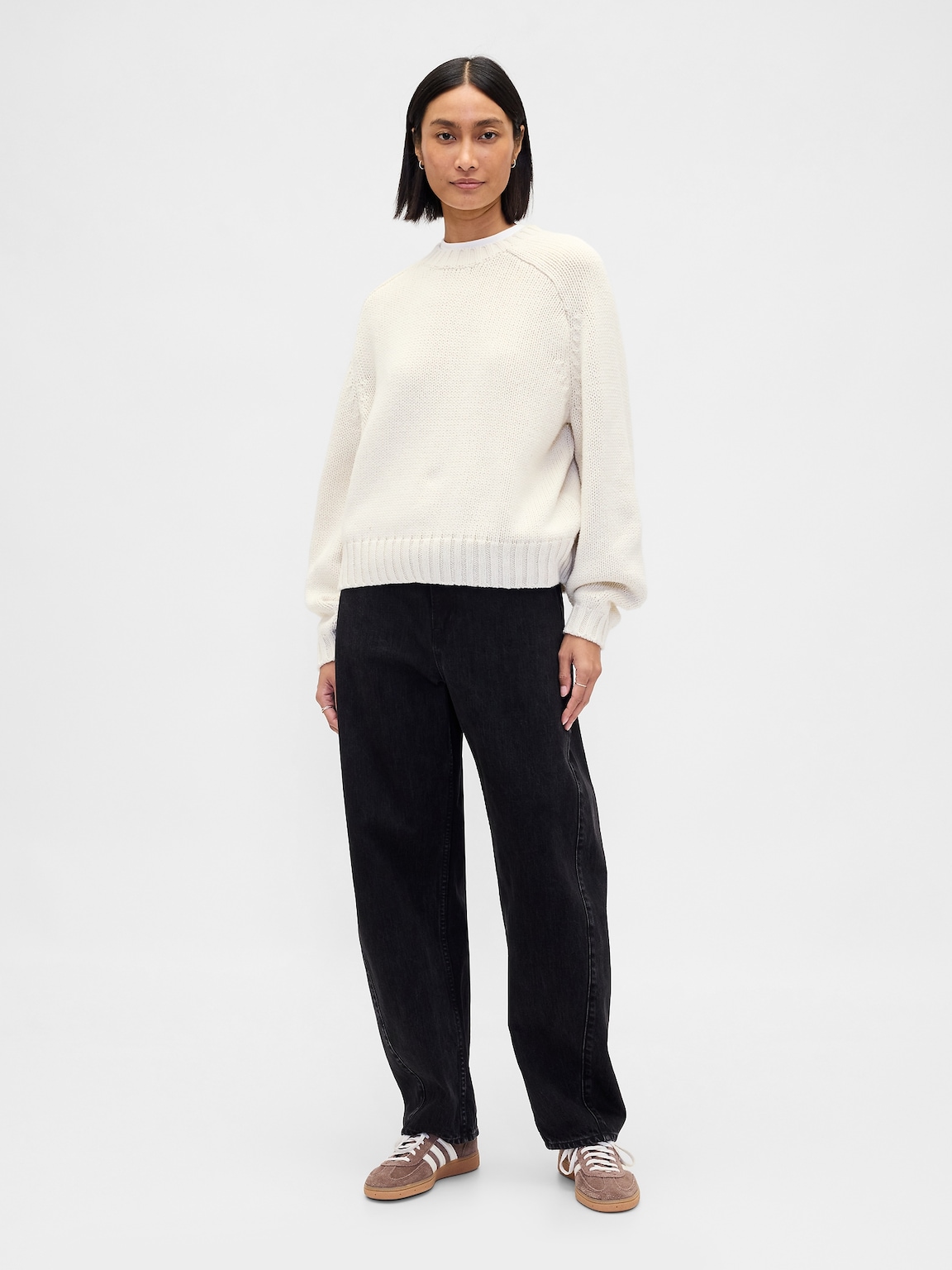 Cotton-Blend Relaxed Crewneck Sweater
