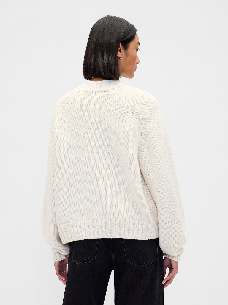 Relaxed Saddle-Sleeve Crewneck Sweater