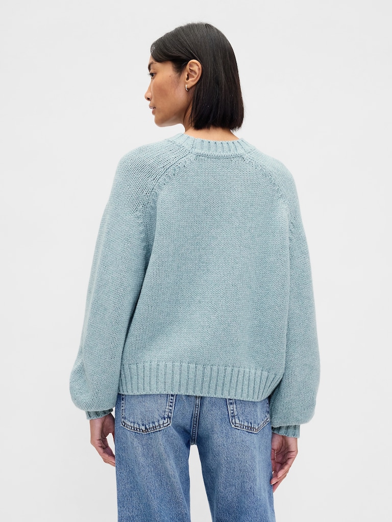 Relaxed Saddle-Sleeve Crewneck Sweater