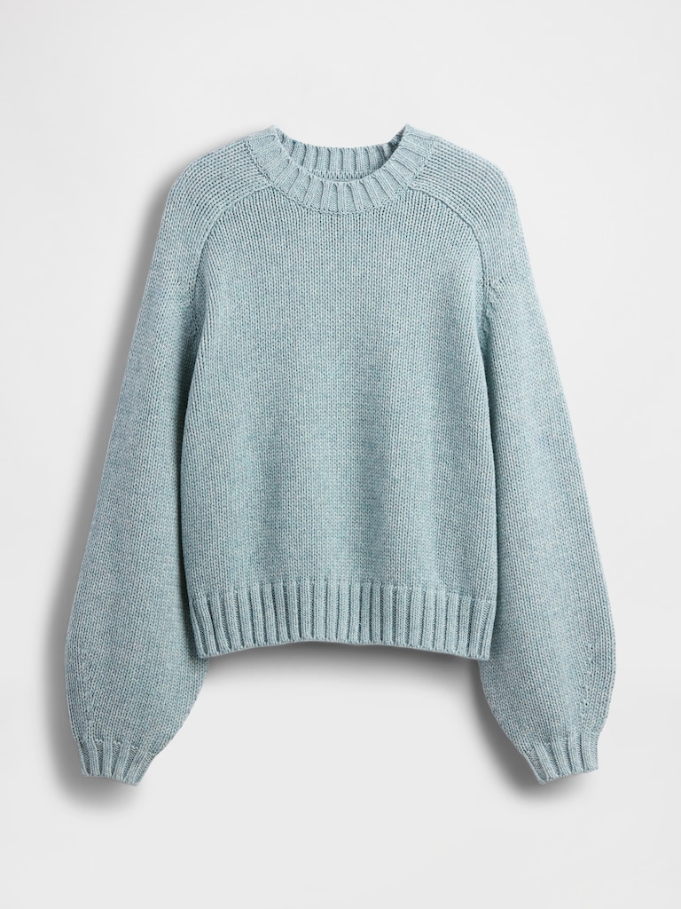 Relaxed Saddle-Sleeve Crewneck Sweater
