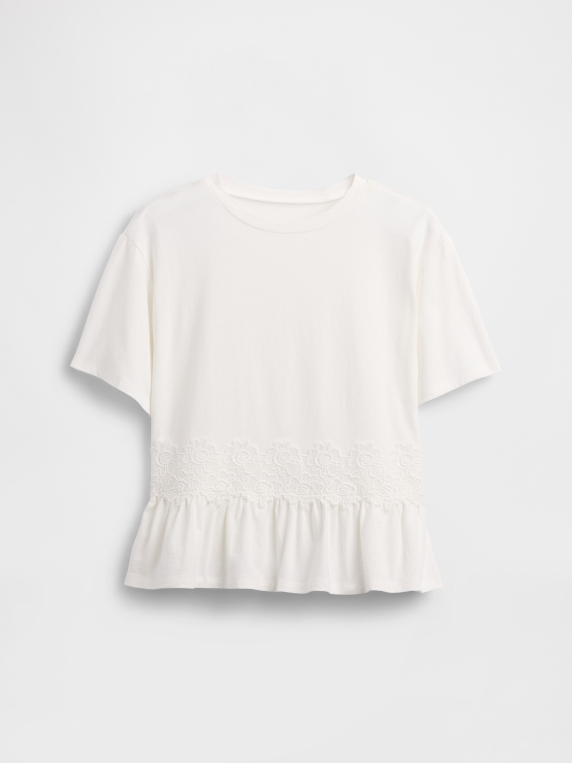 Kids Lace-Trim Peplum T-Shirt