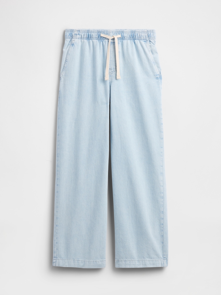 High Rise Pull-On Wide-Leg Jeans