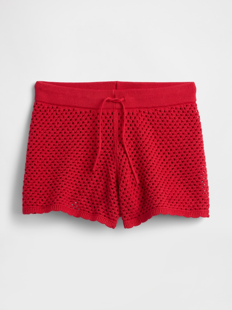 Relaxed Pull-On Crochet Sweater Shorts