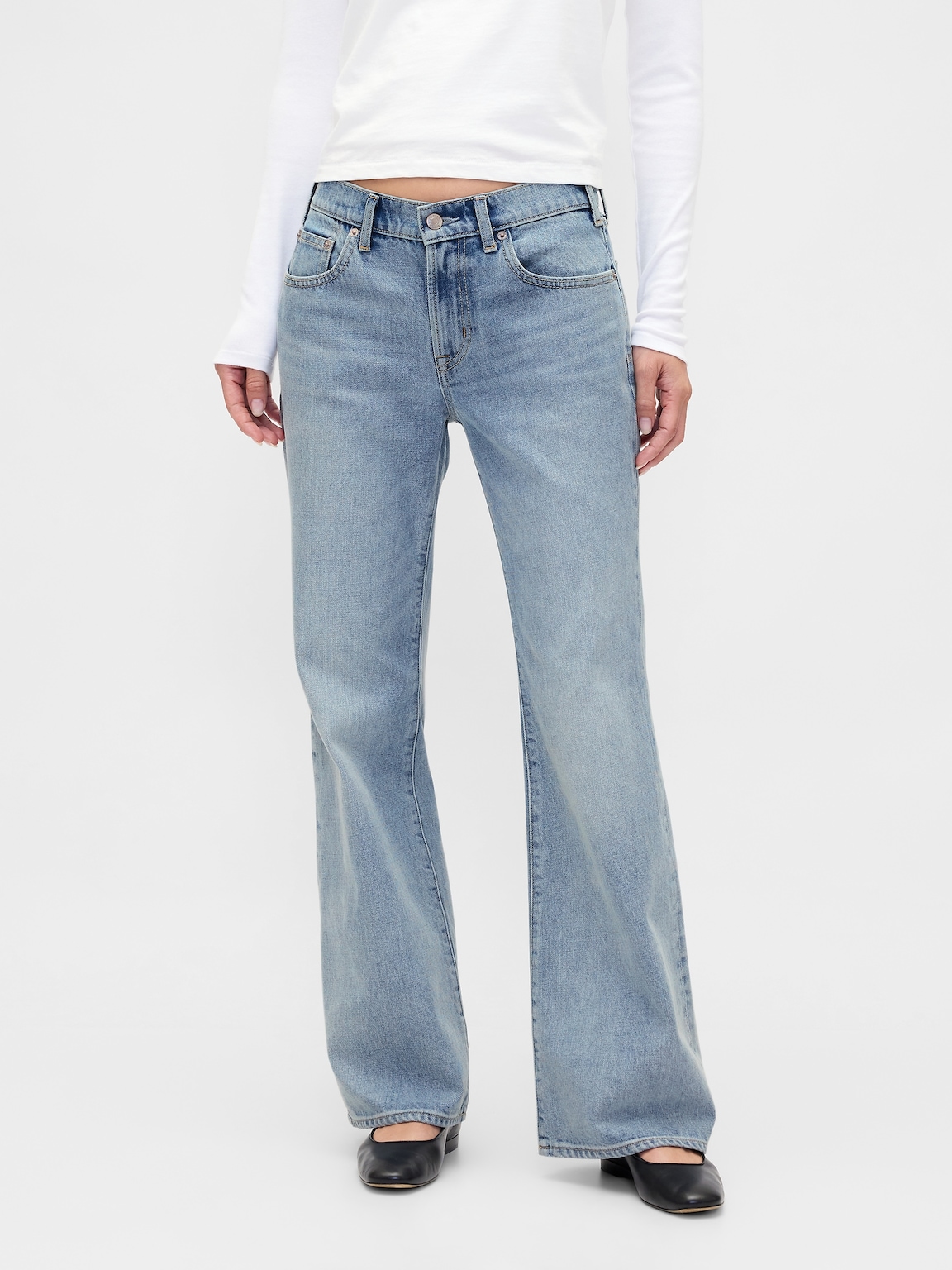 Mid Rise Relaxed Flare Jeans