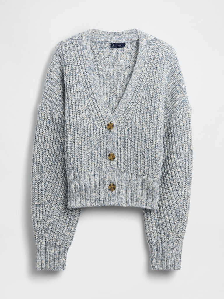 Cotton-Blend Crop Cardigan Sweater
