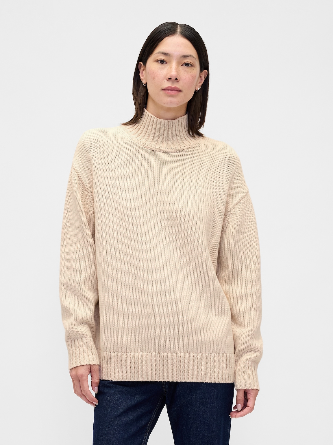 100% Cotton Oversized Mockneck Sweater