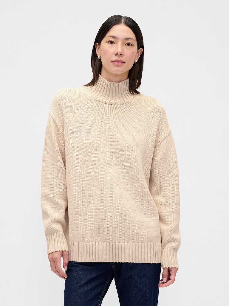 100% Cotton Oversized Mockneck Sweater