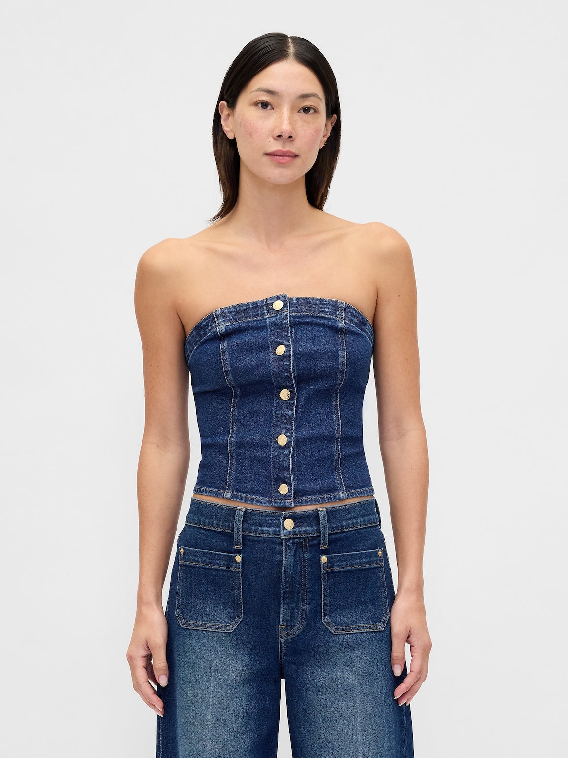 Denim Strapless Crop Vest