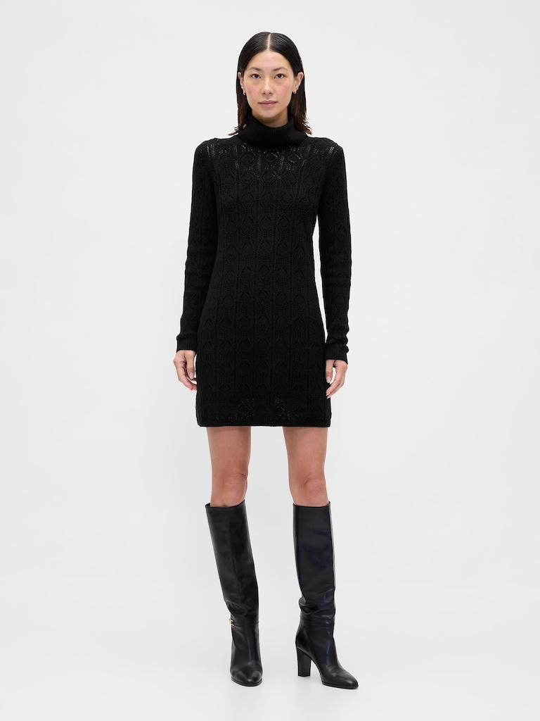 CashSoft Pointelle Turtleneck Sweater Dress